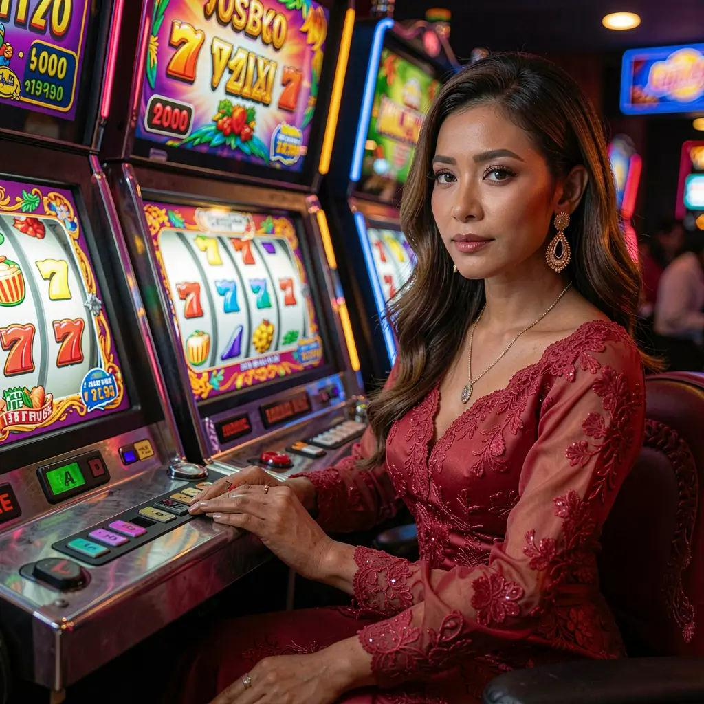Close up view of a stylish female player enjoying modern slot machines with bright reels and immersive visuals at ELKJL casino in the Philippines